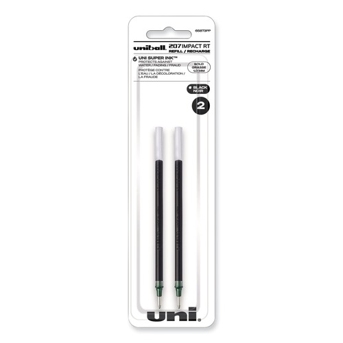 Pens | uni-ball 65873PP 207 Impact RT Gel Bold 1 mm Conical Tip Pen Refills - Black Ink (2/Pack) image number 0