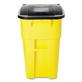 Trash & Waste Bins | Rubbermaid Commercial FG9W2700YEL 50 Gallon Molded Plastic Square Brute Rollout Container - Yellow image number 1