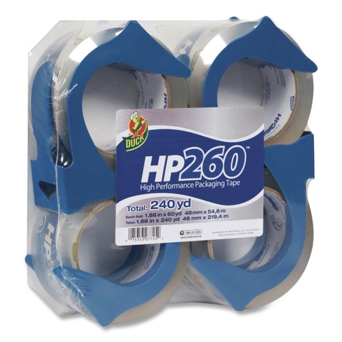 Office Jansan | Duck 847667 HP260 1.88 in. x 60 yards 3 in. Core Packaging Tape with Dispenser - Clear (4/Pack) image number 0