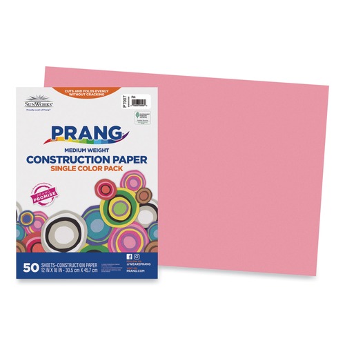 Cleaning & Janitorial Supplies | Prang P7007 SunWorks 12 x 18 Construction Paper - Pink (50/Pack) image number 0