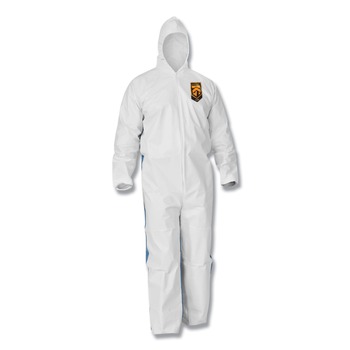 Ansell A35 Liquid and Particle Protection Coveralls Hooded - Large, White (25/Carton)