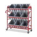 Office Jansan | Rubbermaid Commercial 2144269 57 in. x 18.5 in. x 55 in. 450 lb. Capacity Metal Tote Picking Cart - Red image number 2