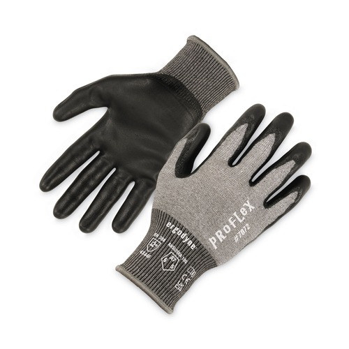 Work Gloves | Ergodyne 10302 ProFlex 7072 ANSI A7 Nitrile-Coated CR Gloves, Gray, Small, 12 Pairs/Pack image number 0