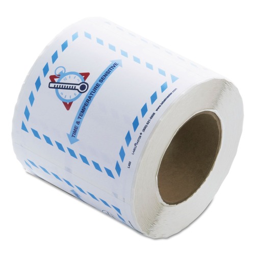  | LabelMaster L450 5.5 in. x 5 in. Self-Adhesive Shipping and Handling Time and Temperature Labels - White/Blue/Red/Gray (1/Roll) image number 0