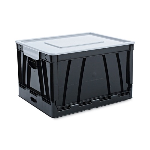 Office Jansan | Universal UNV40010 17.25 in. x 14.25 in. x 10.5 in. Letter/Legal Files Collapsible Crate - Black/Gray (2/Pack) image number 0