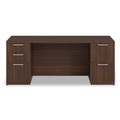 Office Desks & Workstations | Alera AE1NZK-UF2472FF HRG 72 in. x 24 in. x 29 in. Seville Series Double Pedestal Credenza - Mahogany image number 2
