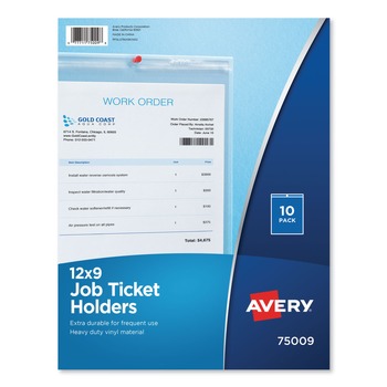 Avery 9 in. x 12 in. Insert Top Load Heavyweight Clear Job Ticket Holder - Clear (10/Pack)