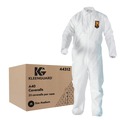 Bib Overalls | Ansell KCC44312 A40 Coveralls with Zipper Front and Elastic Wrists and Ankles - Medium/White (25/Carton) image number 0