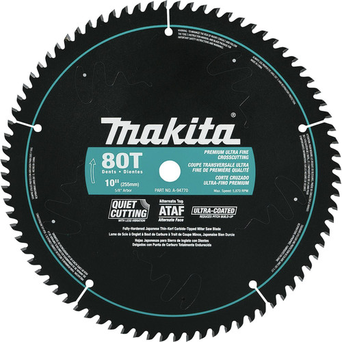Miter Saw Blades | Makita A-94770 10 in. 80 Tooth Premium Fine Crosscutting Miter Saw Blade image number 0
