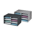 Office Jansan | Bankers Box 6171301 19.5 in. x 12.38 in. x 10.25 in. 8 Letter Compartments Decorative Sorter - Black/White Brocade image number 1