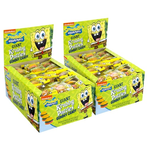 Snacks | Nickelodeon 810128791922 0.63 oz SpongeBob Squarepants Giant Krabby Patties Gummy Candy - Fruity (72/Carton) image number 0
