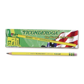 Ticonderoga B (No. 1) Pencils - Black Lead/Yellow Barrel (1-Dozen)