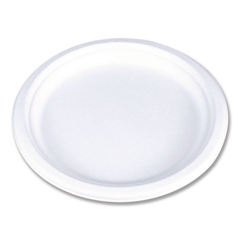 SCT ChampWare Molded Fiber Tableware, Molded Fiber Plate, 10-in dia, White, 125 Plates/Sleeve, 4 Sleeves/Carton