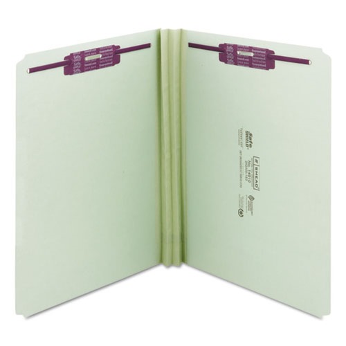 Office Jansan | Smead 14910 Recycled Pressboard Fastener Folders with Straight Tabs - Letter, Gray/Green (25/Box) image number 0