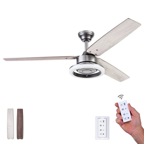 Ceiling Fans | Prominence Home 51488-45 52 in. Remote Control Orbis LED Ceiling Fan with Contemporary Ring Lighting - Gun Metal image number 0