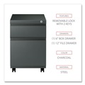 Office Filing Cabinets & Shelves | Alera ALEPBBFCH 14.96 in. x 19.29 in. x 21.65 in. 2-Drawers: Box/File Legal/Letter Left or Right File Pedestal with Full-Length Pull - Charcoal image number 6