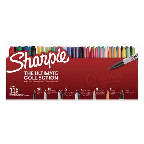 Permanent Markers | Sharpie 2199819 Permanent Markers Ultimate Collection - Assorted Tip Sizes/Types/Assorted Colors (115/Pack) image number 0