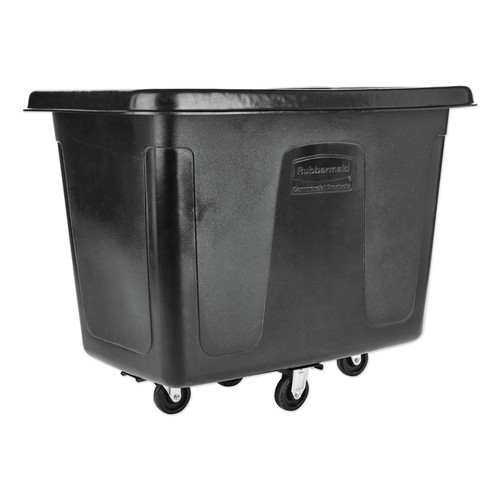 Trash & Waste Bins | Rubbermaid Commercial FG461200BLA 12 cu. ft. Rectangular Polyethylene Metal Frame Cube Truck - Black image number 0