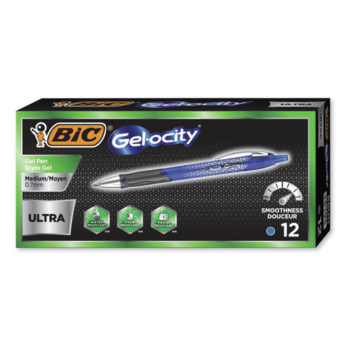  | BIC RGU11BE Gel-ocity Ultra 0.7 mm Blue Ink Retractable Gel Pens (1-Dozen) image number 0