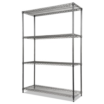 Alera 48 in. x 18 in. x 72 in. Four-Shelf Wire Shelving Starter Kit - Black Anthracite
