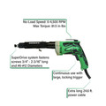 Screw Guns | Metabo HPT W6V4SD2M 6.6 Amp Brushed SuperDrive Corded Collated Drywall Screw Gun image number 2