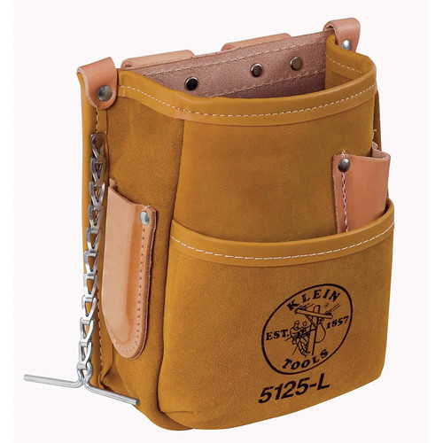 Tool Belts | Klein Tools 5125L 5-Pocket Leather Tool Pouch with Chain Tape Thong image number 0