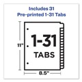 Office Jansan | Avery 11352 11 in. x 8.5 in. 31-Tab Preprinted Leather 1 to 31 Tab Dividers with Gold Reinforced Edge - Black/Buff (1-Set) image number 5