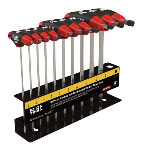 Hand Tool Sets | Klein Tools JTH610EB 10-Piece Ball End SAE 6 in. Blade T-Handle Hex Key Set with Stand image number 0