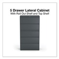  | Alera 25499 36 in. x 18.63 in. x 67.63 in. 5 Lateral File Drawer - Legal/Letter/A4/A5 Size - Charcoal image number 8