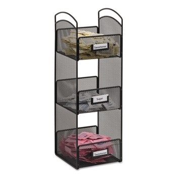Safco 6 in. x 6 in. x 18 in. Steel Mesh 3 Compartments Onyx Breakroom Organizers - Black