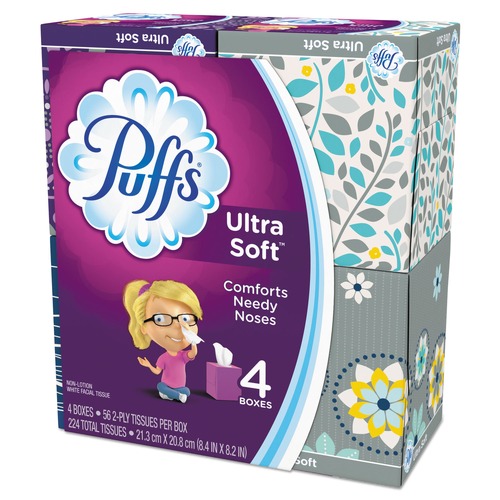 Office Jansan | Puffs 35295PK 2-Ply Ultra Soft Facial Tissue - White (4/Pack) image number 0