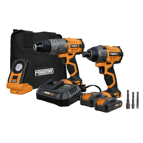 Combo Kits | Freeman PECCKT 20V Lithium-Ion Cordless 2-Tool and LED Light Combo Kit (2 Ah) image number 0