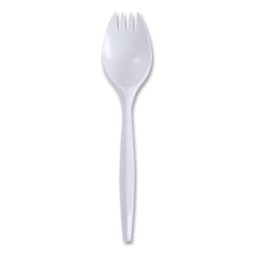 Cutlery | Boardwalk BWKSPRKMWPPWIW Wrapped Mediumweight Polypropylene Spork - White (1000/Carton) image number 0