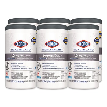 Clorox Healthcare 31757 6.75 in. x 8 in. 1-Ply VersaSure Cleaner Disinfectant Wipes - Fragranced White (6/Carton)