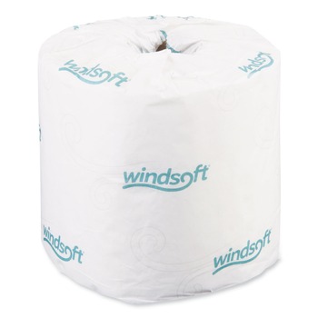 Windsoft 413476 2-Ply 3 in. x 3.75 in. Septic Safe Bath Tissues - White (24 Rolls/Carton, 400 Sheets/Roll)