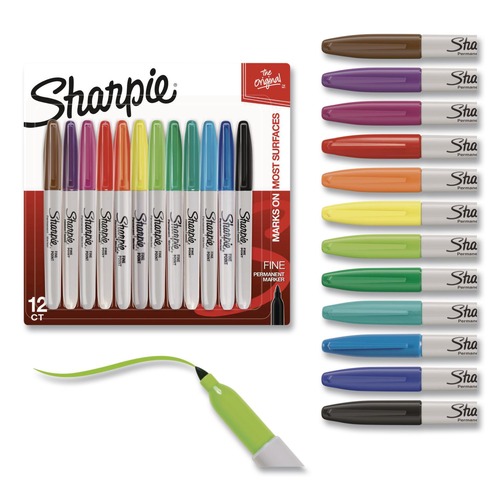 Permanent Markers | Sharpie 30075PP Fine Bullet Tip Permanent Markers - Assorted Colors (12/Pack) image number 0