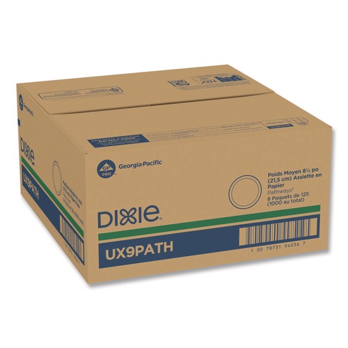 Bowls and Plates | Dixie UX9PATH Pathways Soak-Proof Shield Mediumweight 8-1/2 in. Paper Plates (125-Piece/Pack) image number 0