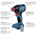 Combo Kits | Bosch GXL18V-260B26 18V Brushless Lithium-Ion Cordless Hammer Drill Driver and 2-in-1 Bit/Socket Impact Driver/Wrench Combo Kit with 1 Battery (8 Ah) and 1 Battery (4 Ah) image number 4