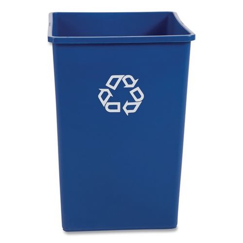 Trash & Waste Bins | Rubbermaid Commercial FG395873BLUE 35 gal. Plastic Square Recycling Container - Blue image number 0