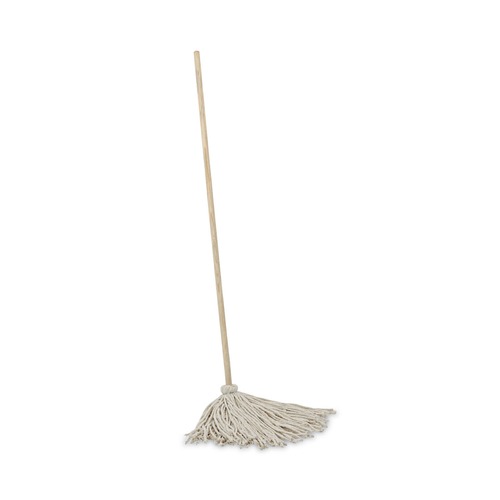 Mops | Boardwalk BWKCD50024S 50 in. Wood Handle No. 24 Cotton Deck Mop - White (6/Carton) image number 0