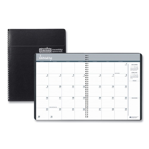 Calendars & Planners | House of Doolittle 268-02 8.75 in. x 6.78 in. 14-Month Dec 2025 to Jan 2027 Recycled Ruled Monthly Planner - Black Cover image number 0