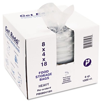 Inteplast Group 8-Quart 1 mil. 8 in. x 18 in. Food Bags - Clear (1000/Carton)