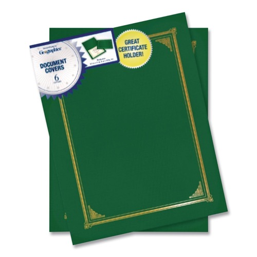 Office & Office Supplies | Geographics 47399 12.5 in. x 9.75 in. Certificate/Document Cover - Green (6/Pack) image number 0