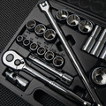 Socket Sets | Stanley 85-434 26-Piece SAE 6/12-Point 1/2 in. Drive Mechanic's Tool Set image number 3