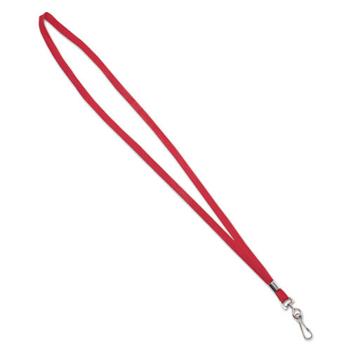 Advantus 36 in. Long Metal J-Hook Fastener Deluxe Lanyards - Red (24/Box)
