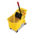 Mop Buckets | Rubbermaid Commercial Yellow Mop Bucket with 31 Qt Reverse Bucket/Wringer Combo image number 1