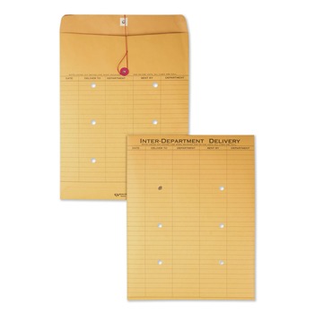 Quality Park QUA63561 10 in. x 13 in. Two-Sided Five-Column Format String and Button Interoffice Envelopes - Brown Kraft (100/Carton)