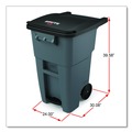 Trash & Waste Bins | Rubbermaid Commercial 1971956 50 Gallon Brute Step-On Rollouts - Metal/Plastic, Gray image number 2