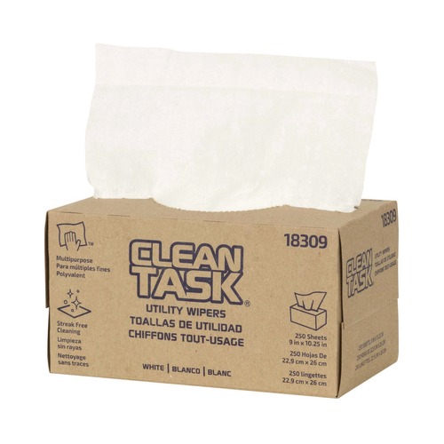 Cleaning & Disinfecting Wipes | Sellars 18309 1-Ply 9 x 10.25 Clean Task Utility Wipers - White (24/Carton) image number 0