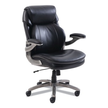 SertaPedic 48966 Cosset Mid-Back Executive Chair, Supports Up To 275 Lb, 18.5-in To 21.5-in Seat Height, Black Seat/back, Slate Base